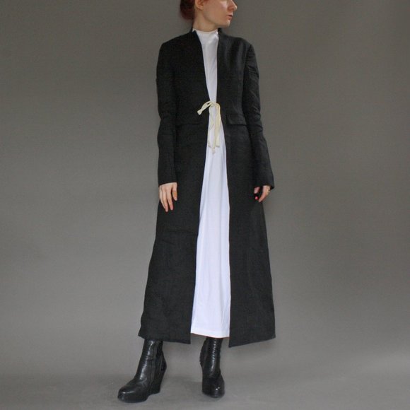 Atelier Kesa Jackets & Blazers - HANDMADE *NEW Victorian black linen maxi waistcoat